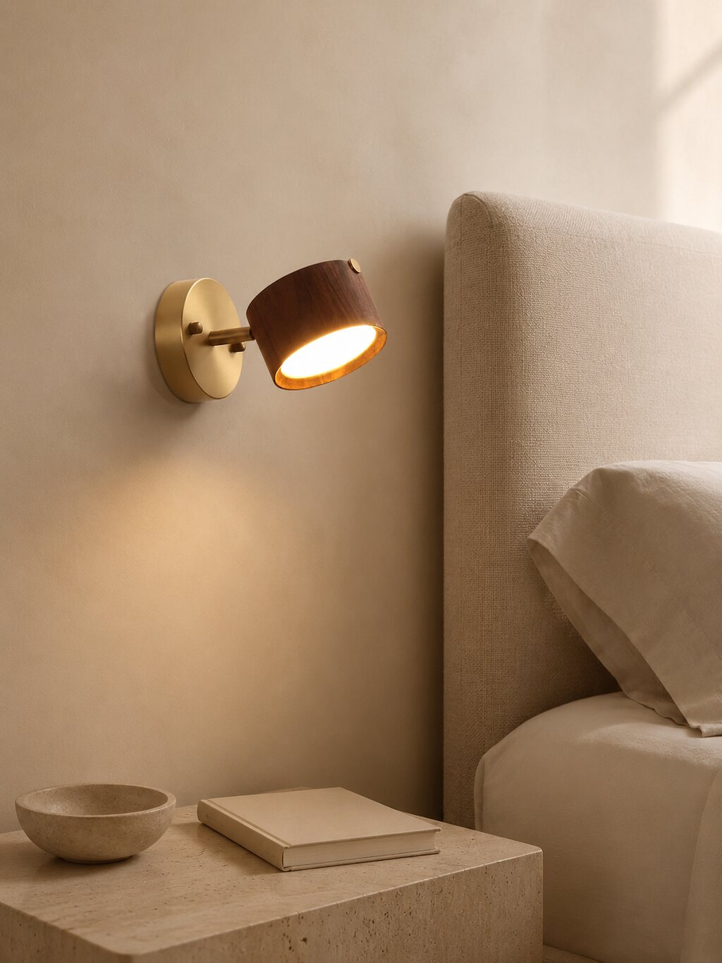 A warm wall sconce with a considered, architectural glow.