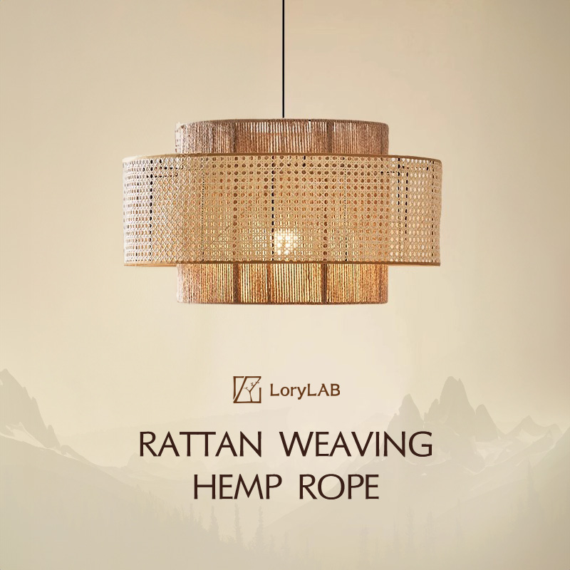 Handmade Round ring rattan hemp rope, Wabi-sabi Simple style, Pendant ...