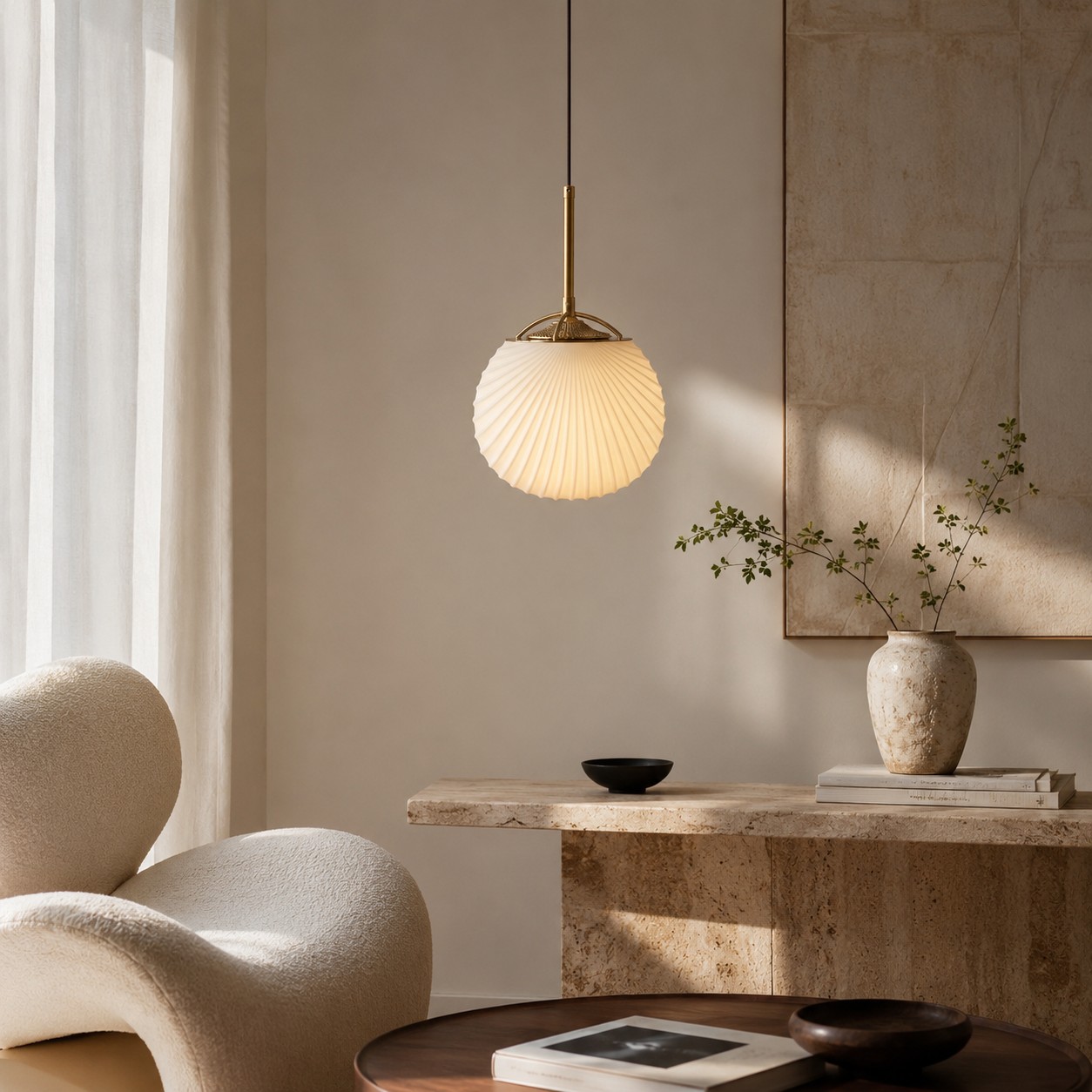 Living Room — Modern Minimalist Glass Pendant Chandelier