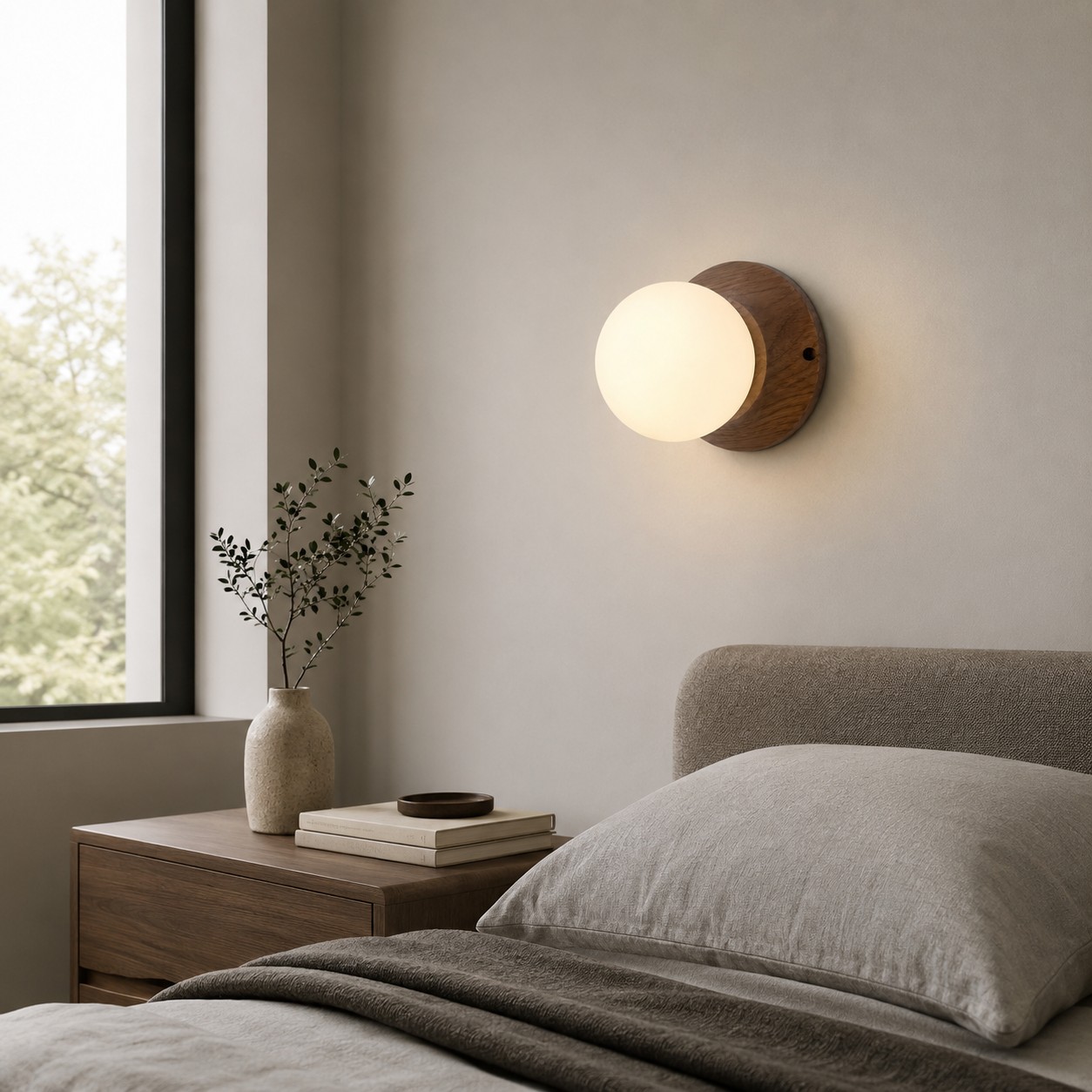 Bedroom — Modern Ash Wood Pendant Light