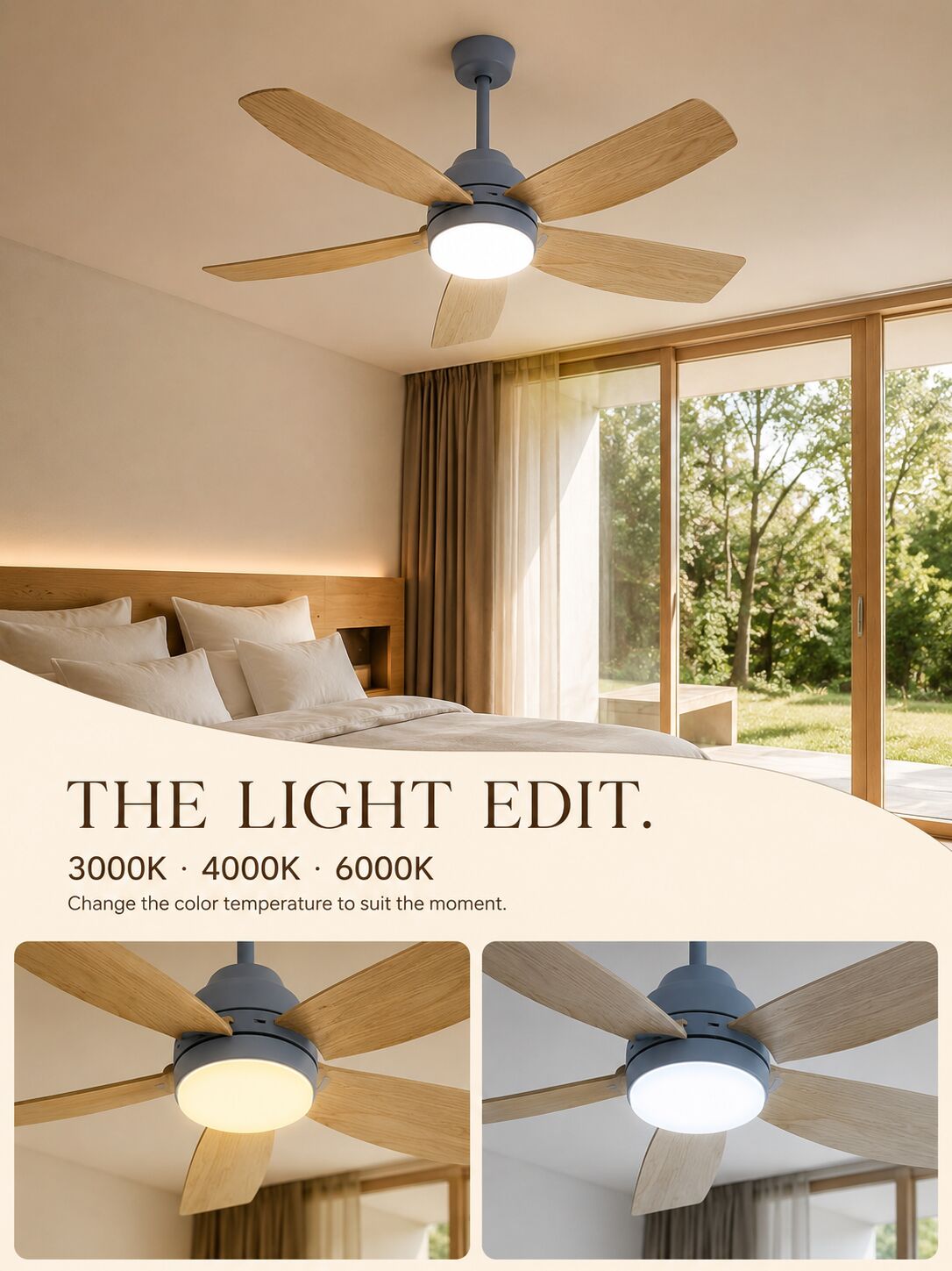 Ceiling fan LED light — 3000K, 4000K and 6000K color temperatures