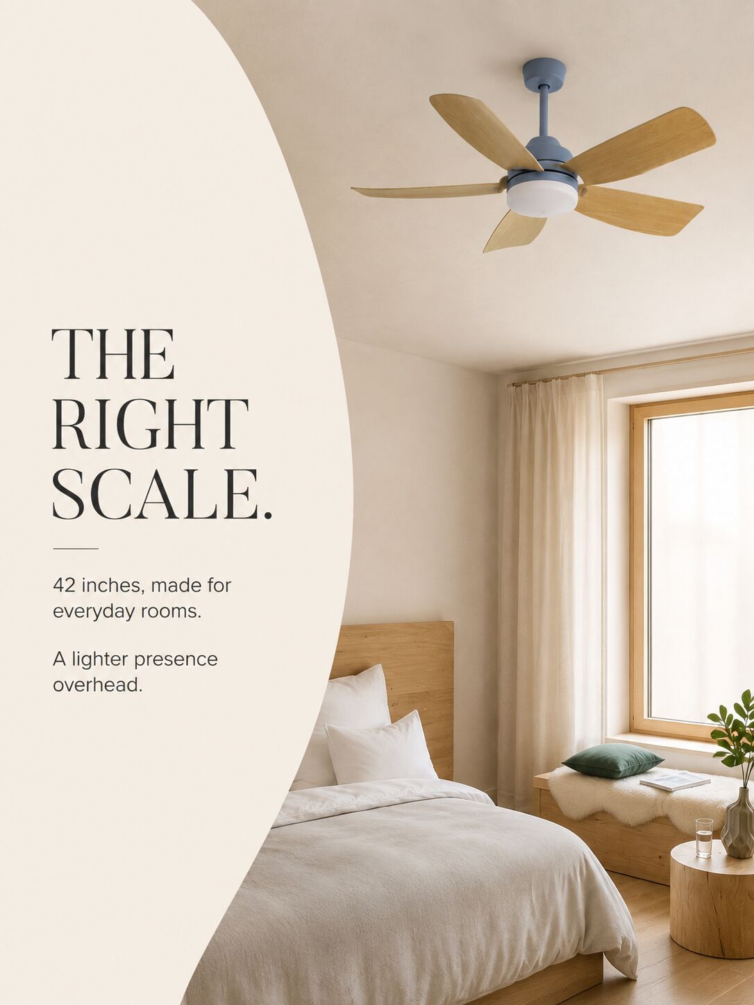 42-inch five-blade ceiling fan — room-scale editorial