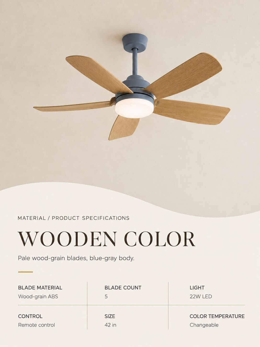 Wooden Color — 42-inch material and product specifications
