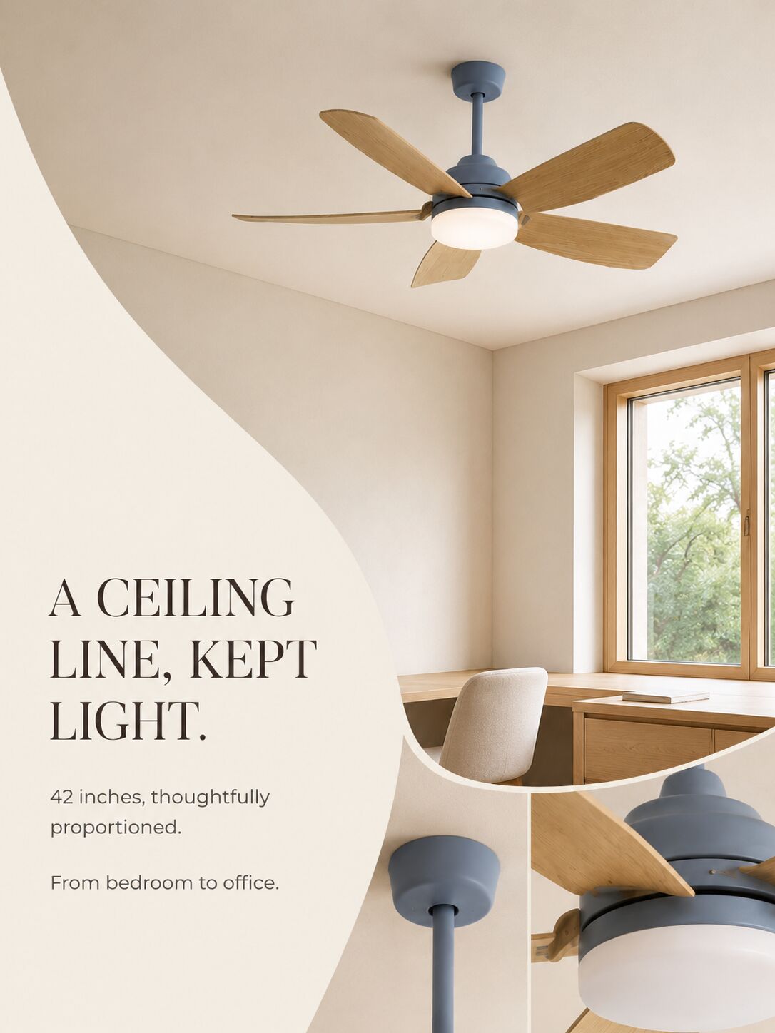 42-inch ceiling fan — canopy and construction editorial