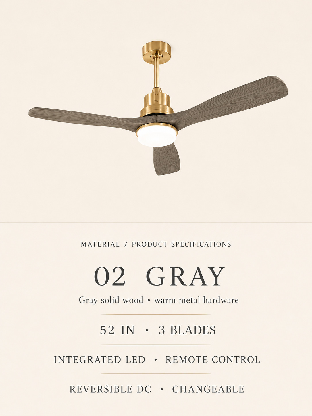 Gray product specifications card