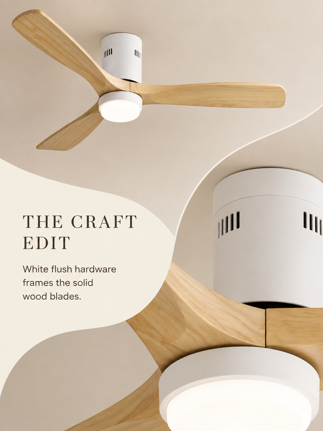 White high cylinder and wood blade construction detail