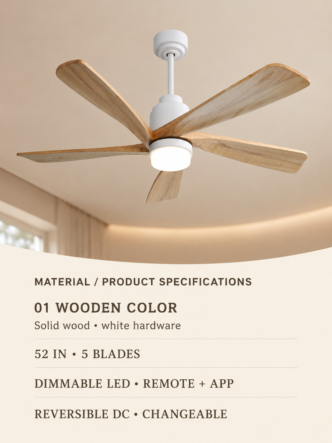 Wooden Color product specifications card