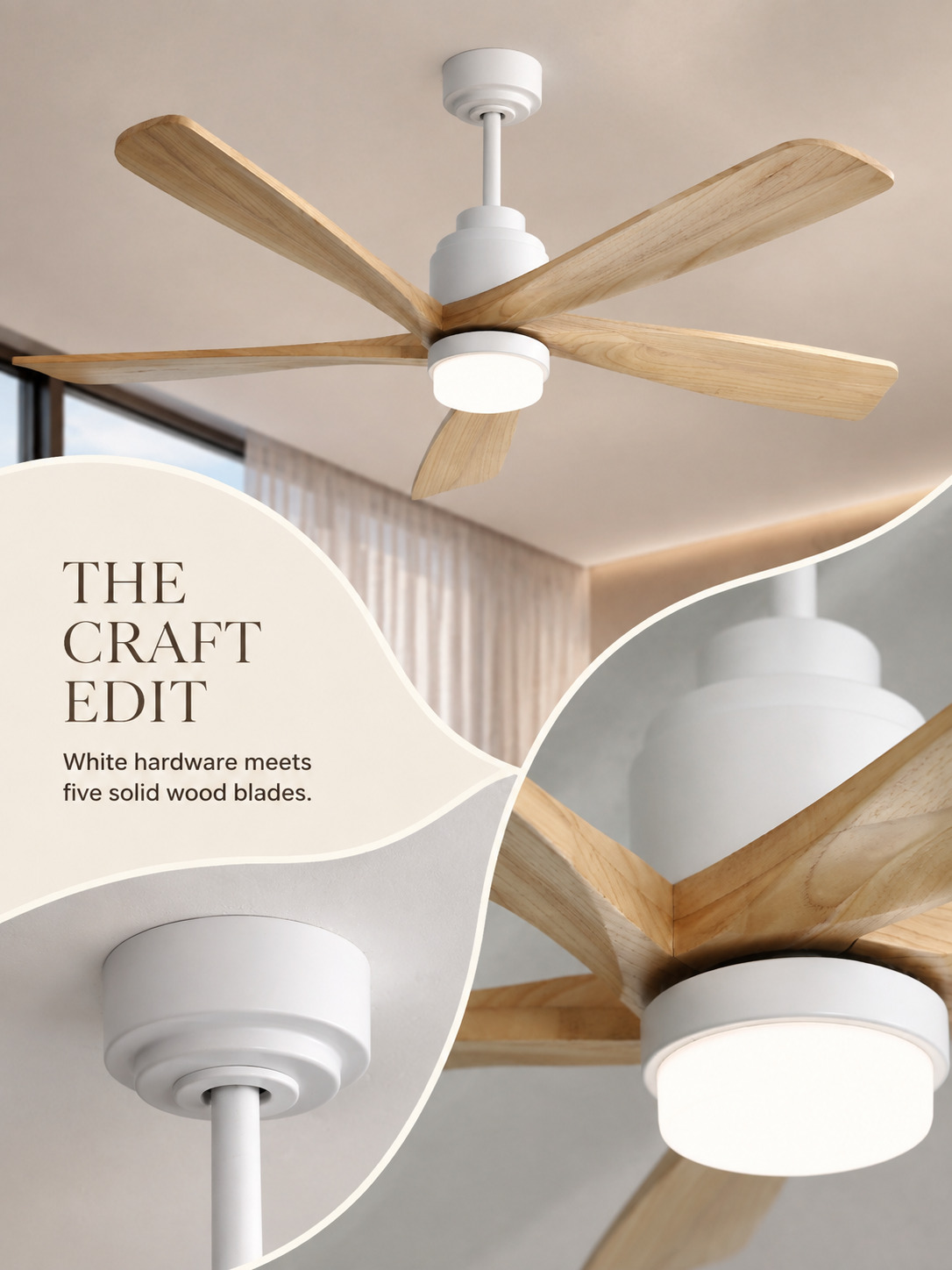 White canopy and wood blade construction detail