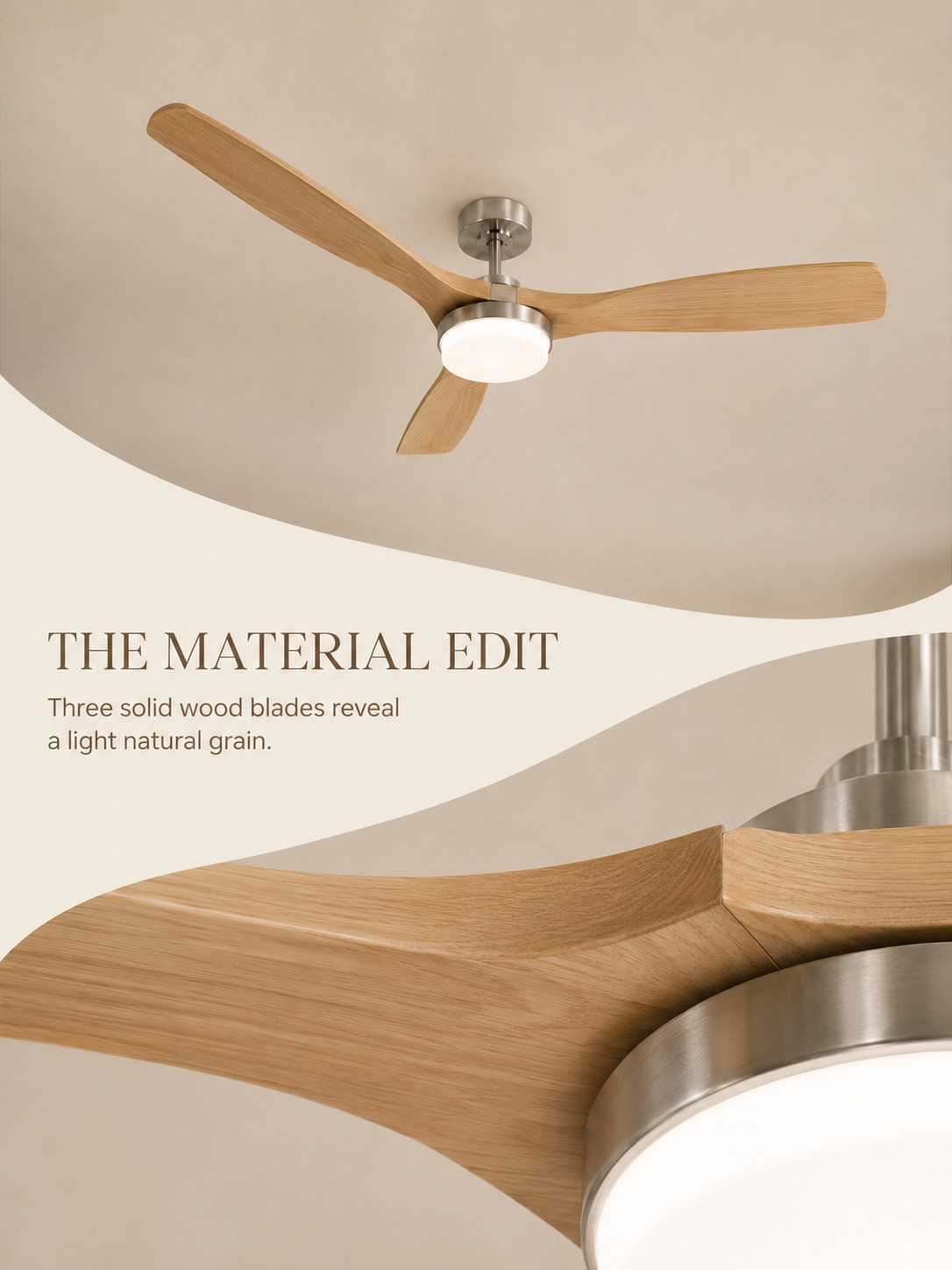 Light natural solid wood blade detail