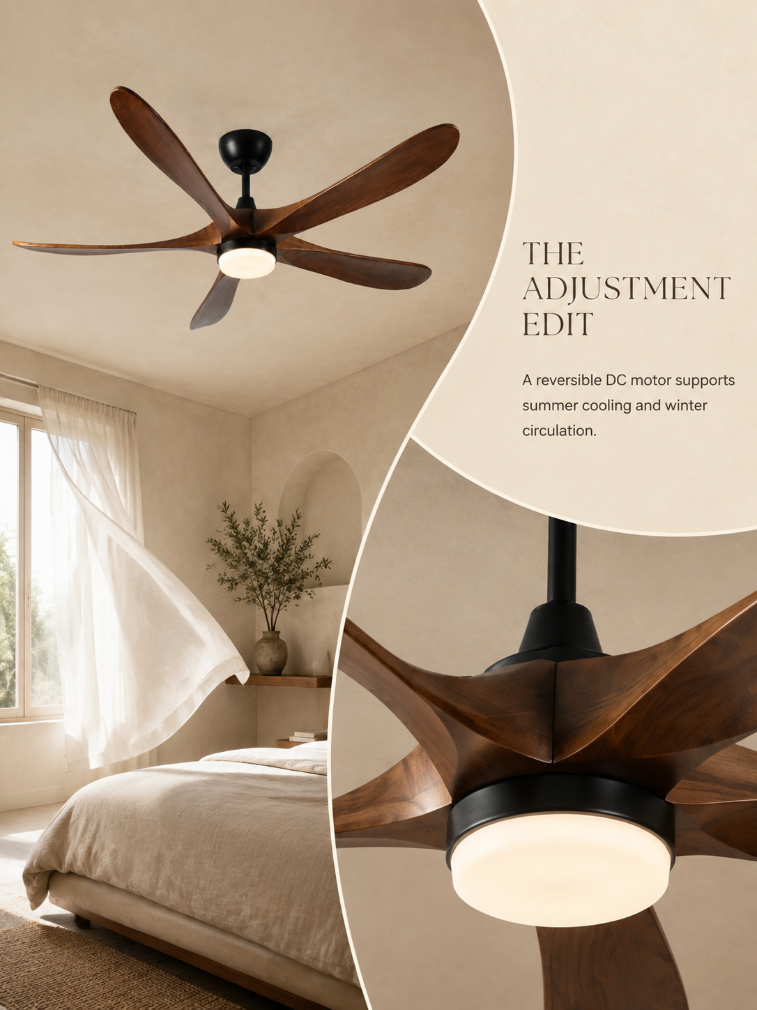 The Adjustment Edit — reversible DC motor ceiling-fan circulation