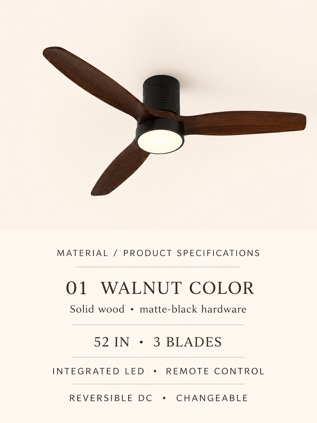 Walnut Color product specifications card