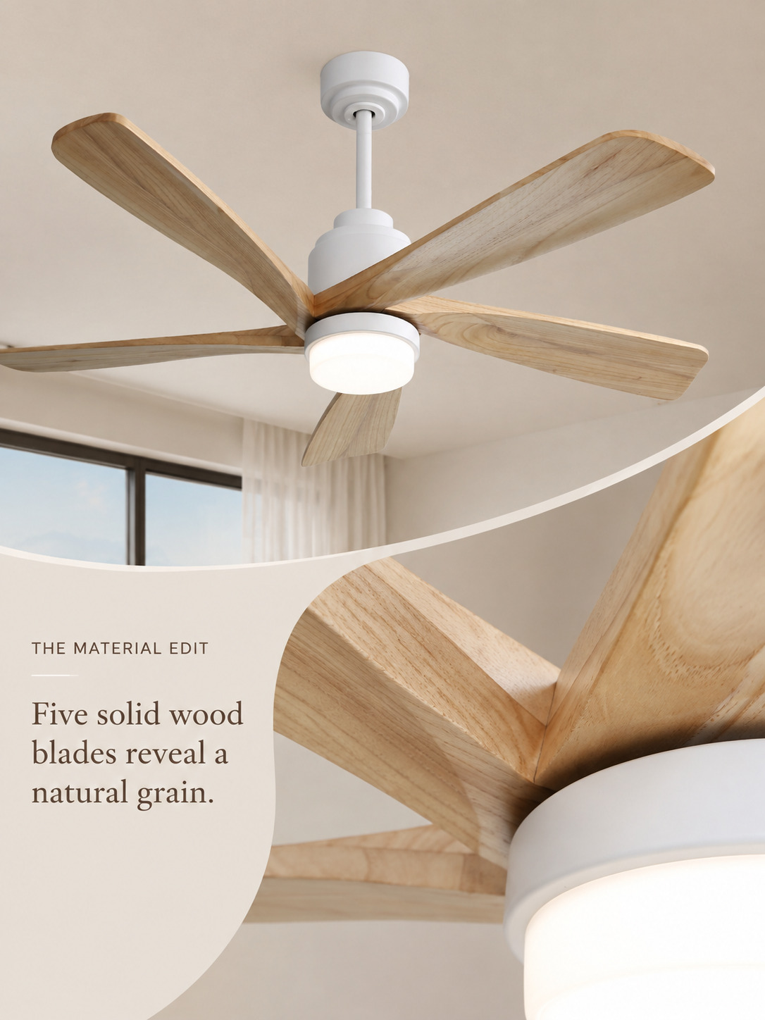 Natural solid wood blade material detail