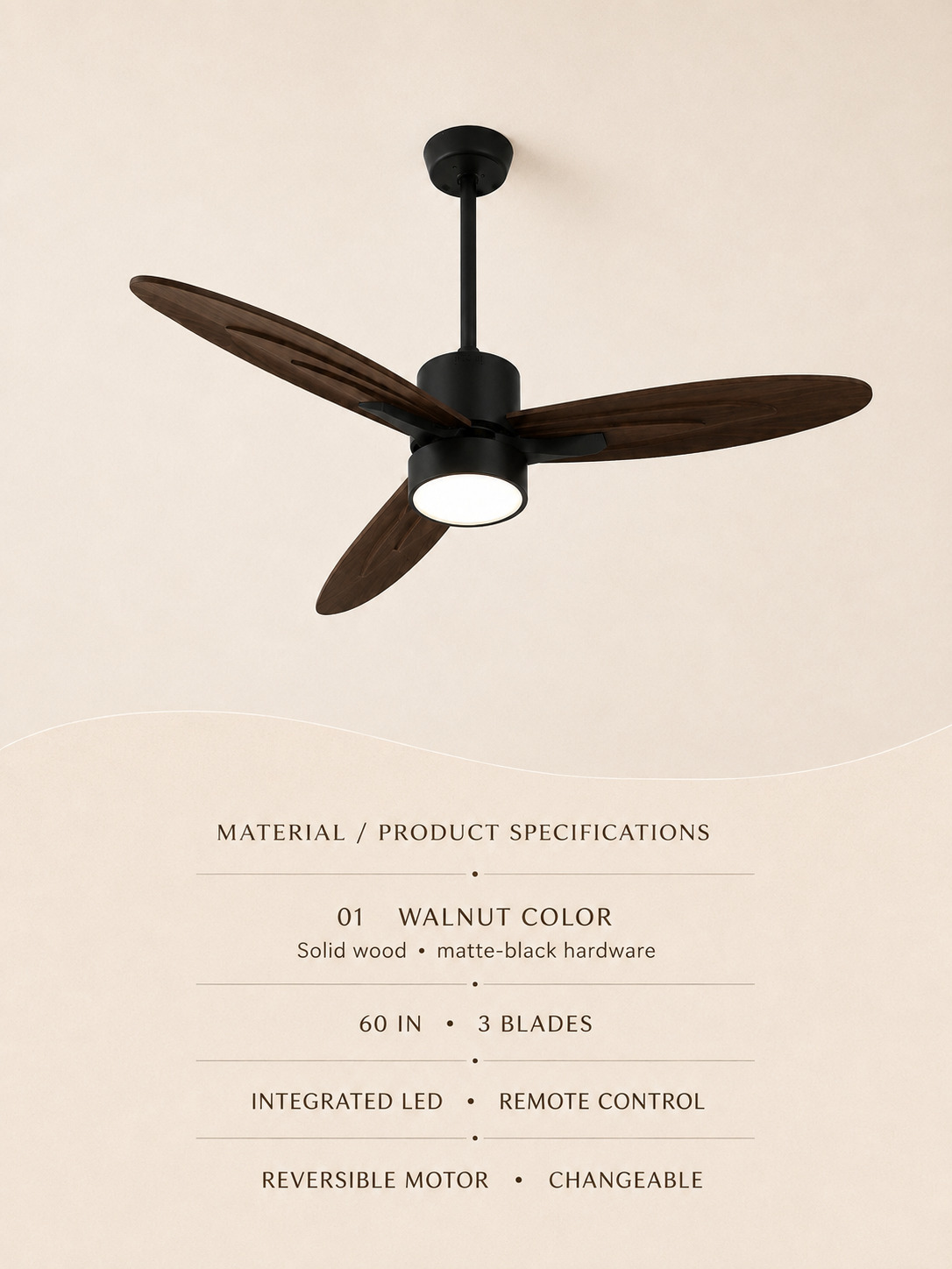 Walnut Color product specifications card