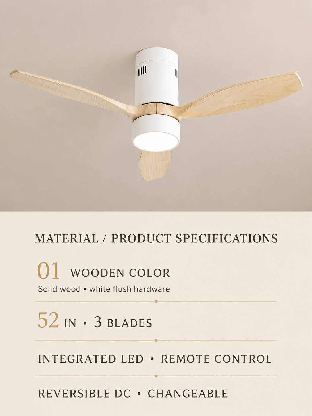 Wooden Color product specifications card