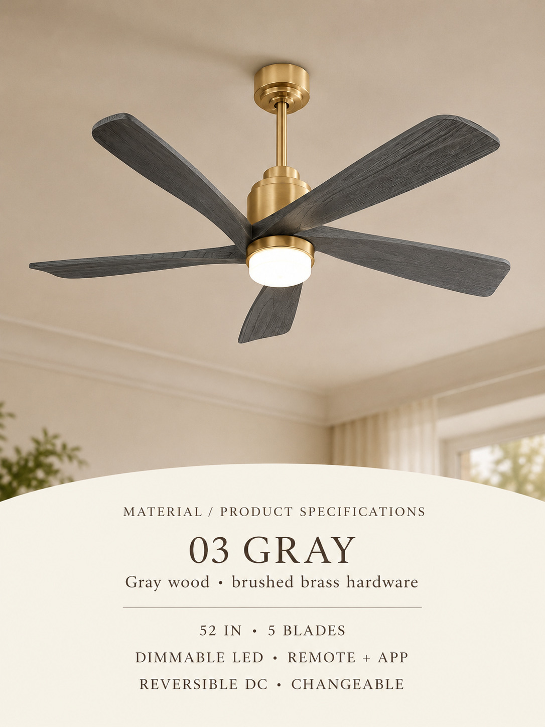 Gray product specifications card