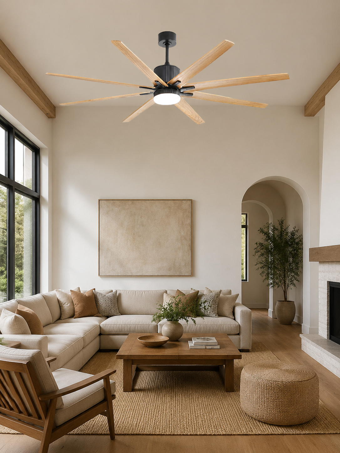 Type A ceiling fan in a bright interior