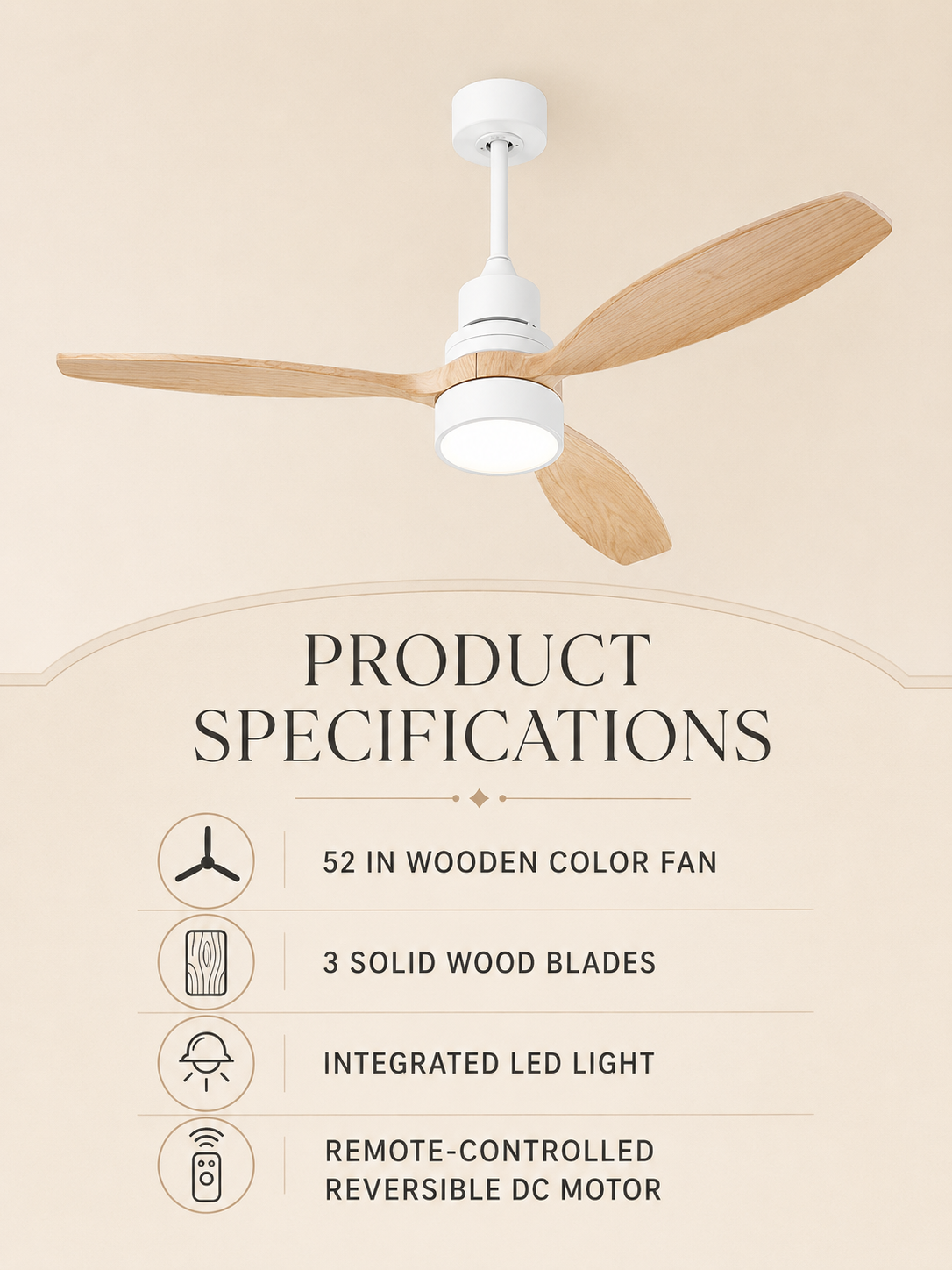Wooden Color ceiling fan verified product specifications