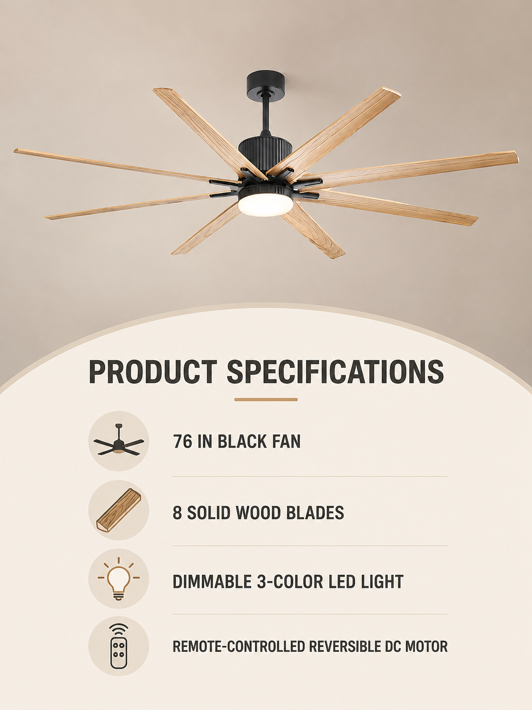 Type A ceiling fan verified product specifications