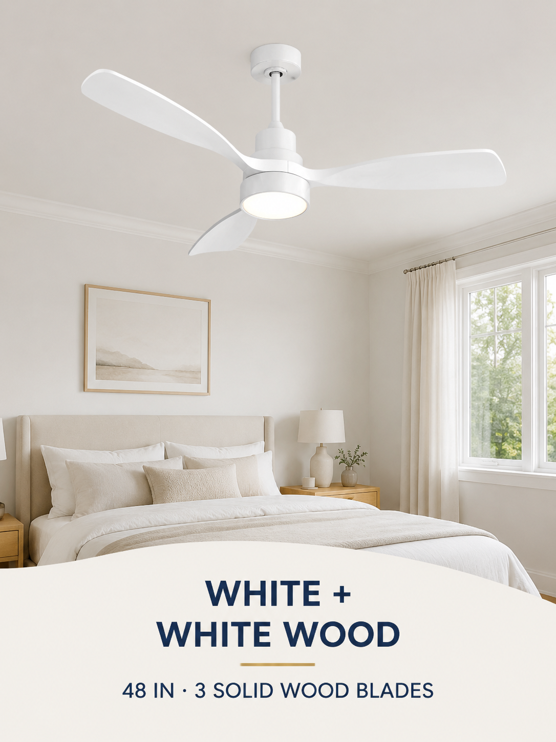 White + White Wood ceiling fan finish display