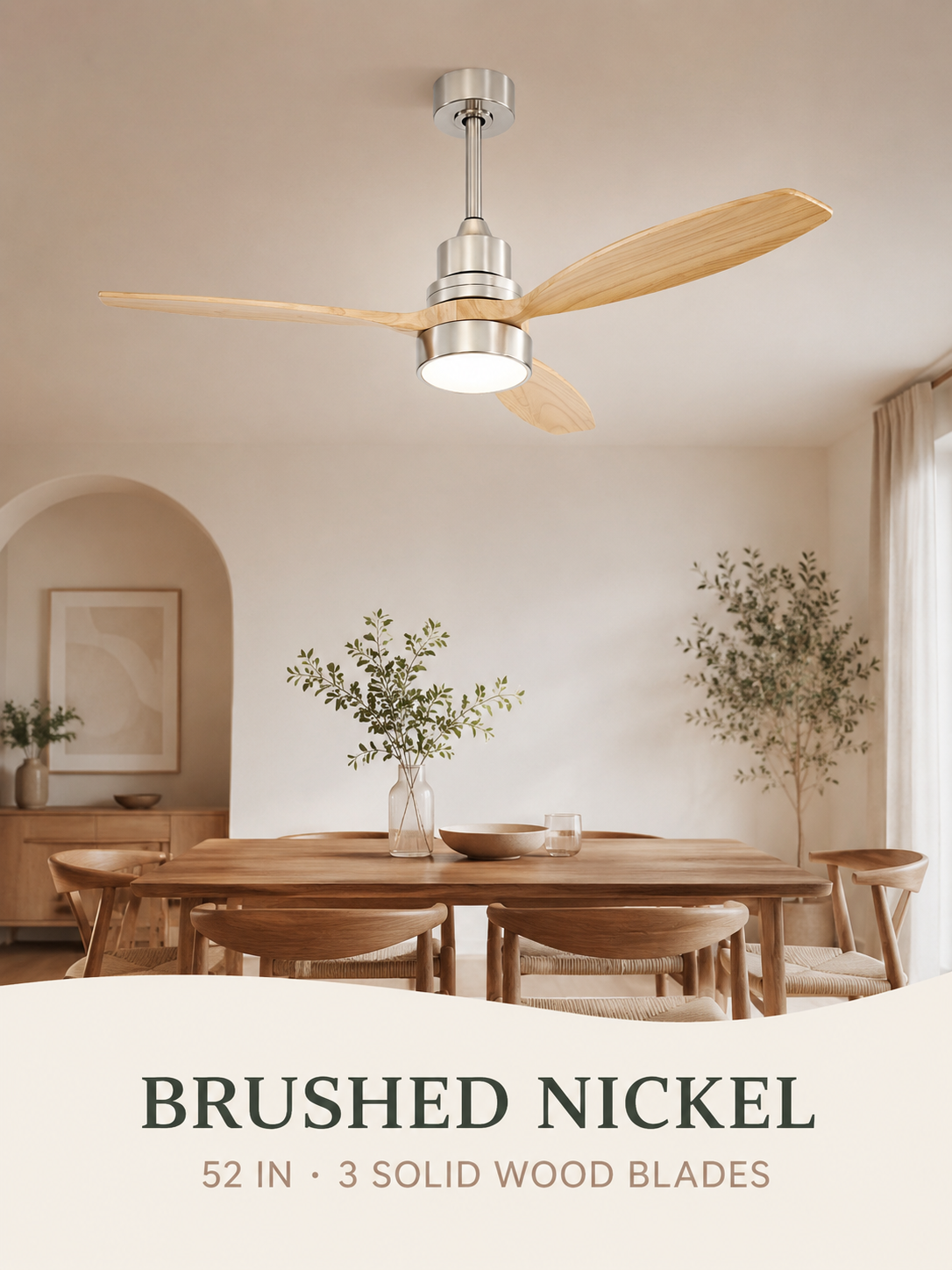 Brushed Nickel ceiling fan finish display
