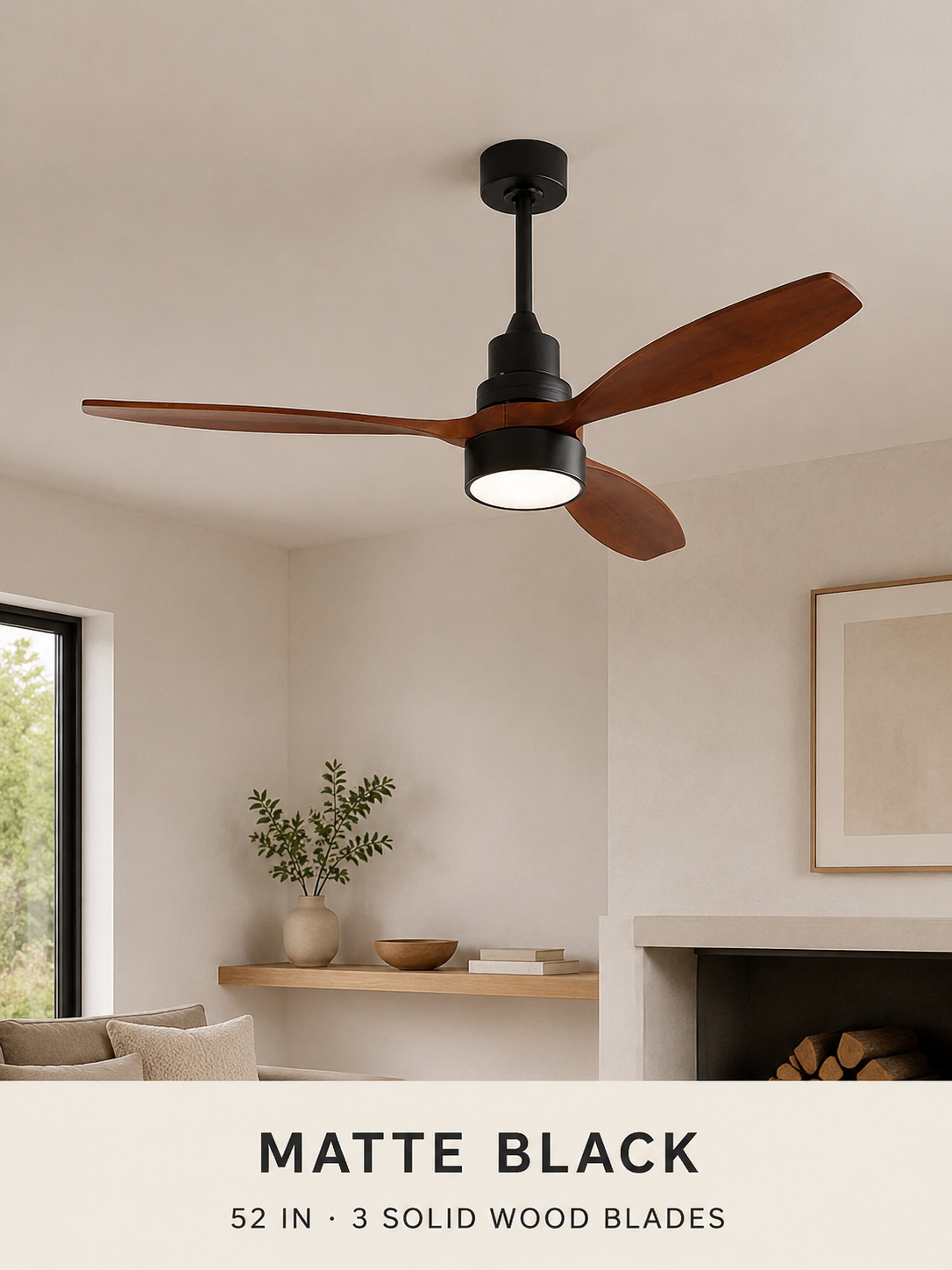 Matte Black ceiling fan finish display