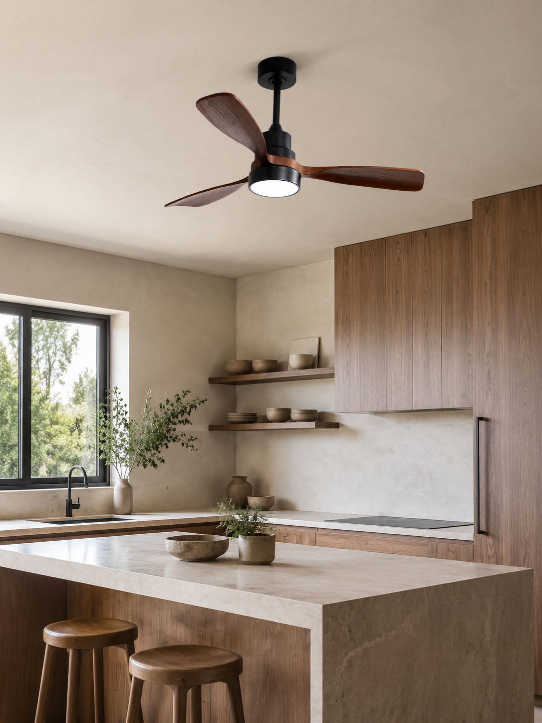 Walnut Color ceiling fan in a second interior setting
