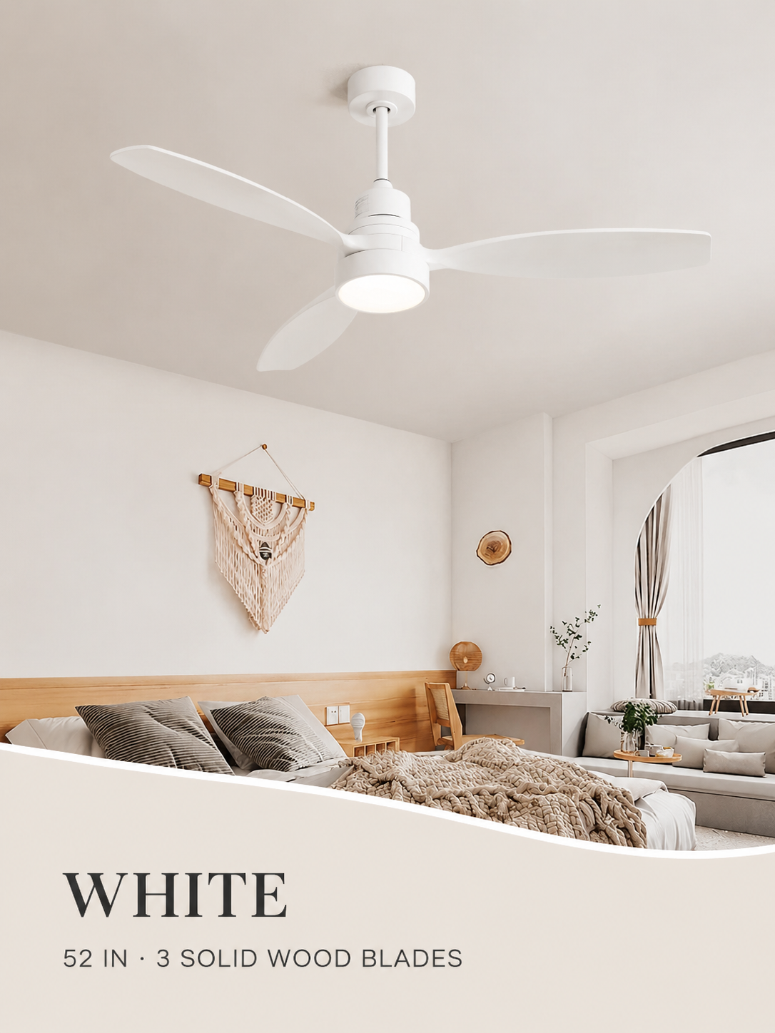White ceiling fan finish display