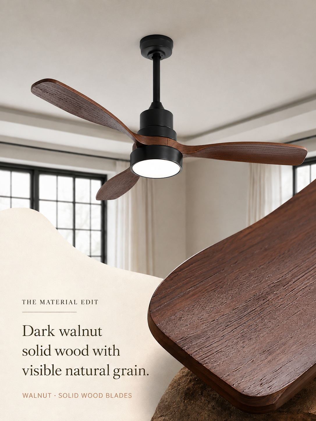 The Material Edit for Walnut Color ceiling fan